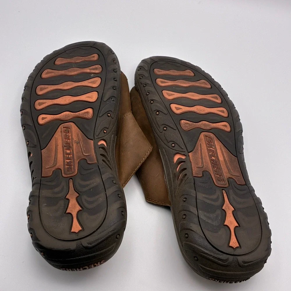 Skechers Reggae Jammin Sandals Mens 9 Brown Good Leather Outdoor Buckle 46795